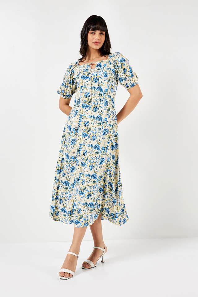 Printed-Square-Neck-Viscose-Women-s-Dress