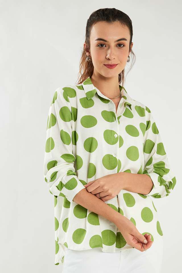 Polka-Dots-Blended-Fabric-Regular-Fit-Women-s-Shirt