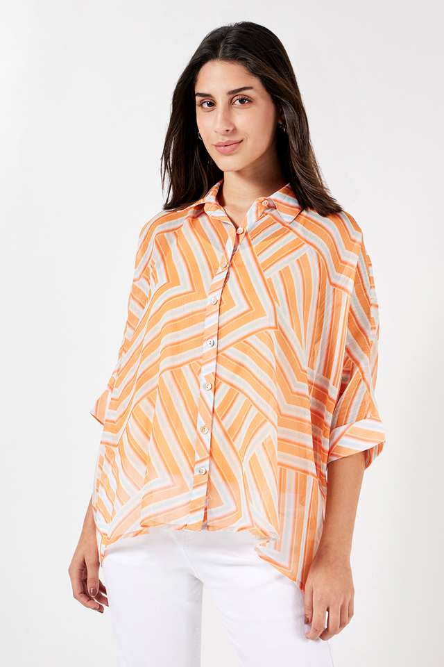 Stripes-Collared-Georgette-Women-s-Casual-Wear-Shirt