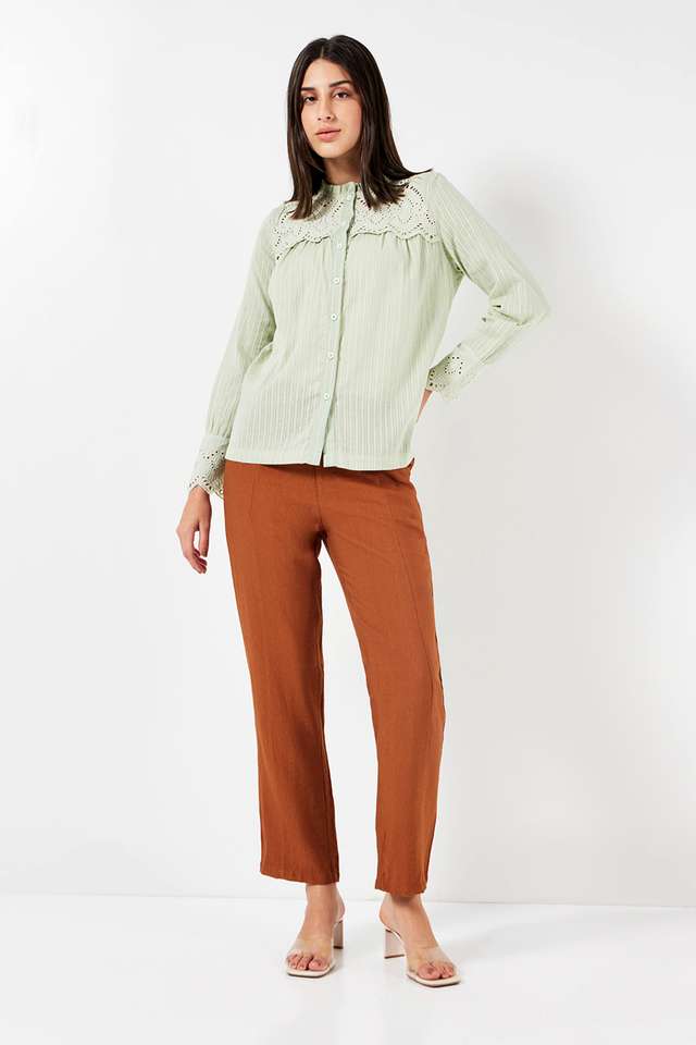 Solid-Cotton-Collared-Women-s-Top