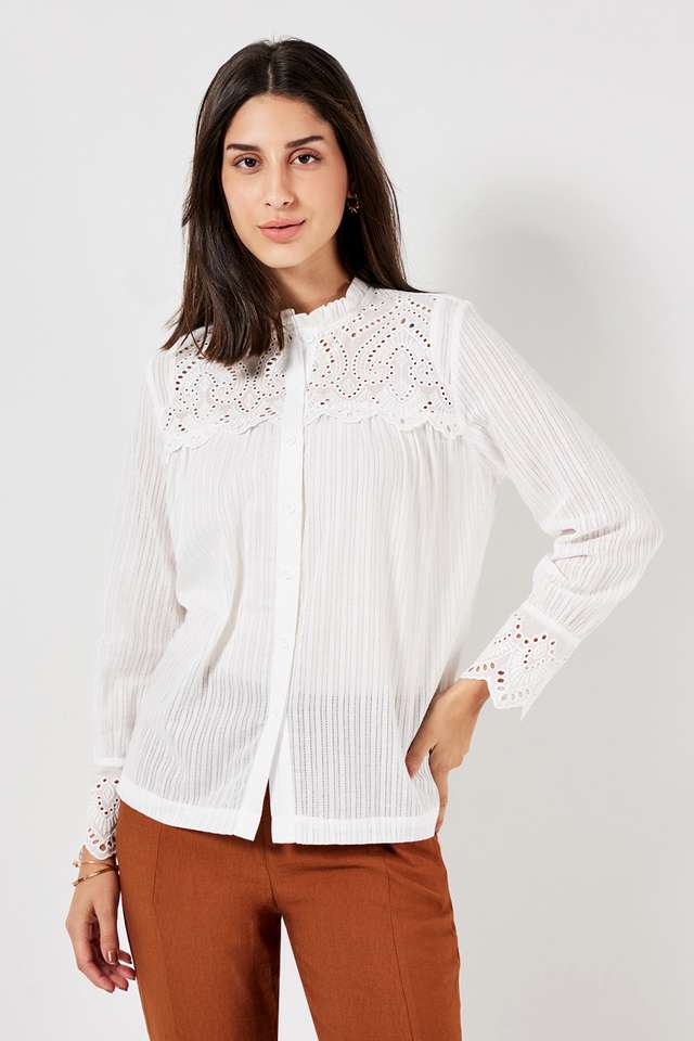 Solid-Cotton-Collared-Women-s-Top