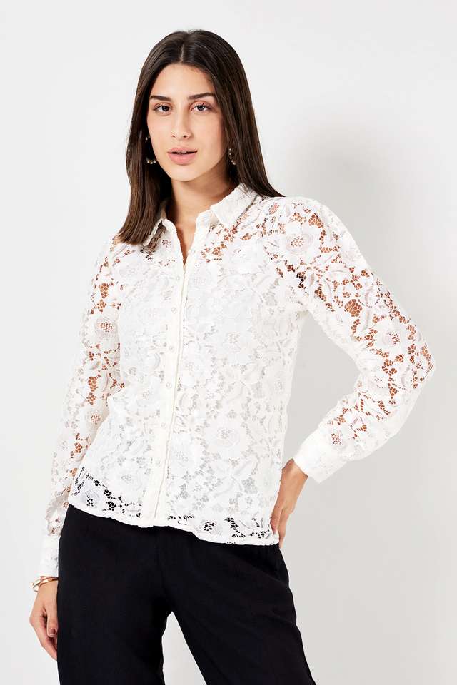 Solid-Lace-Collared-Women-s-Top