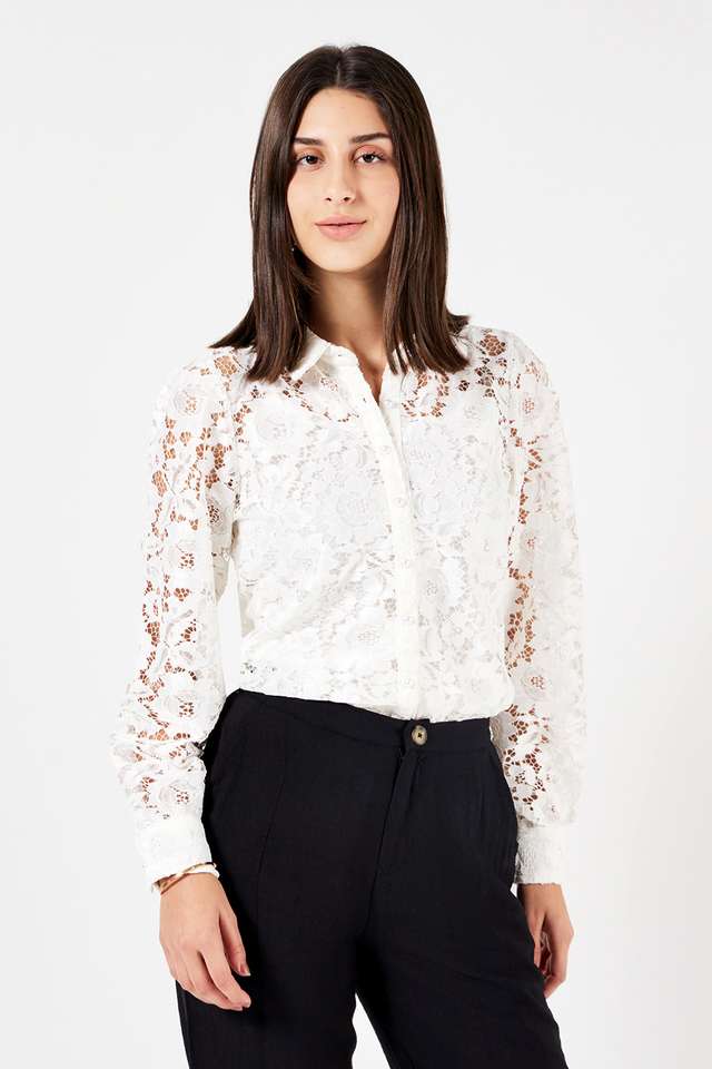 Solid-Lace-Collared-Women-s-Top