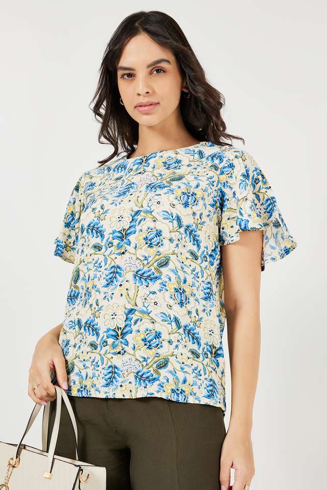 Floral-Viscose-Round-Neck-Women-s-Top
