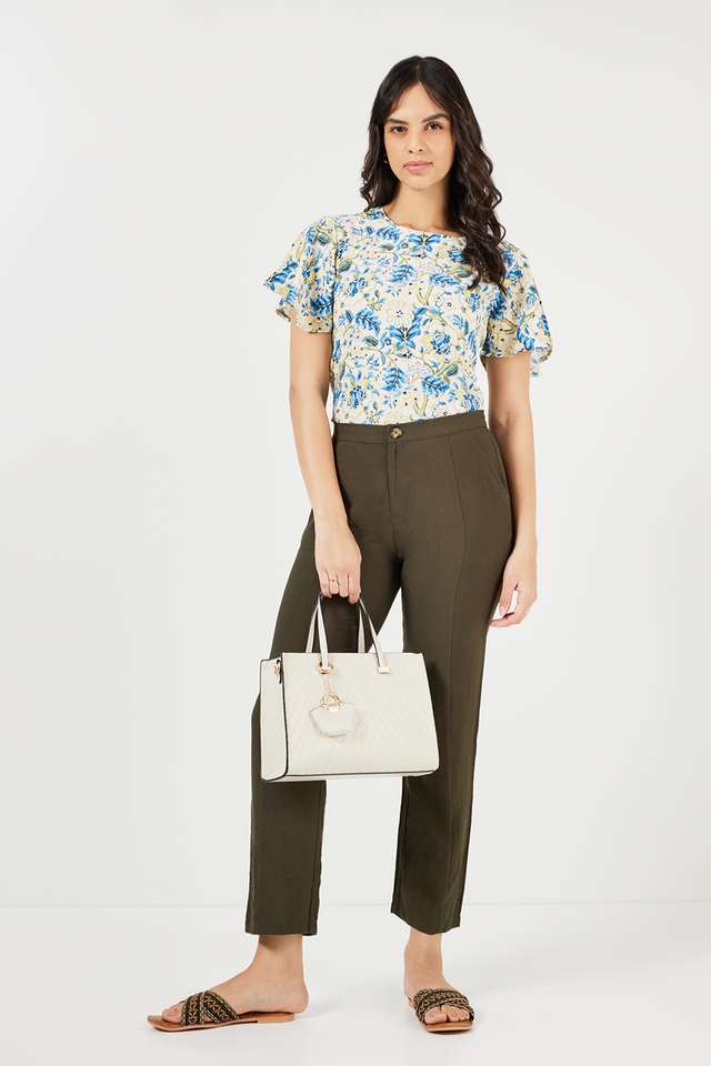 Floral-Viscose-Round-Neck-Women-s-Top