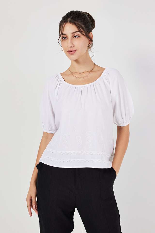 Solid-Viscose-Round-Neck-Women-s-Top