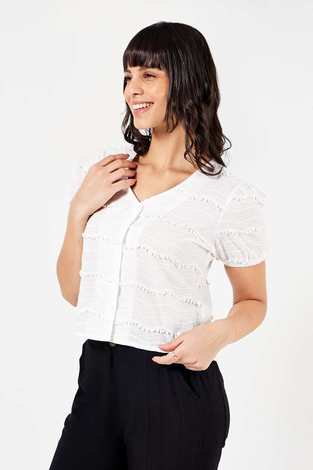 Solid-Cotton-V-Neck-Women-s-Top