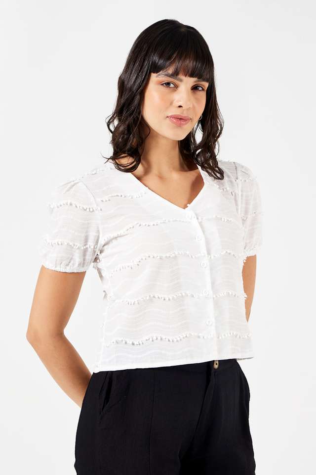 Solid-Cotton-V-Neck-Women-s-Top