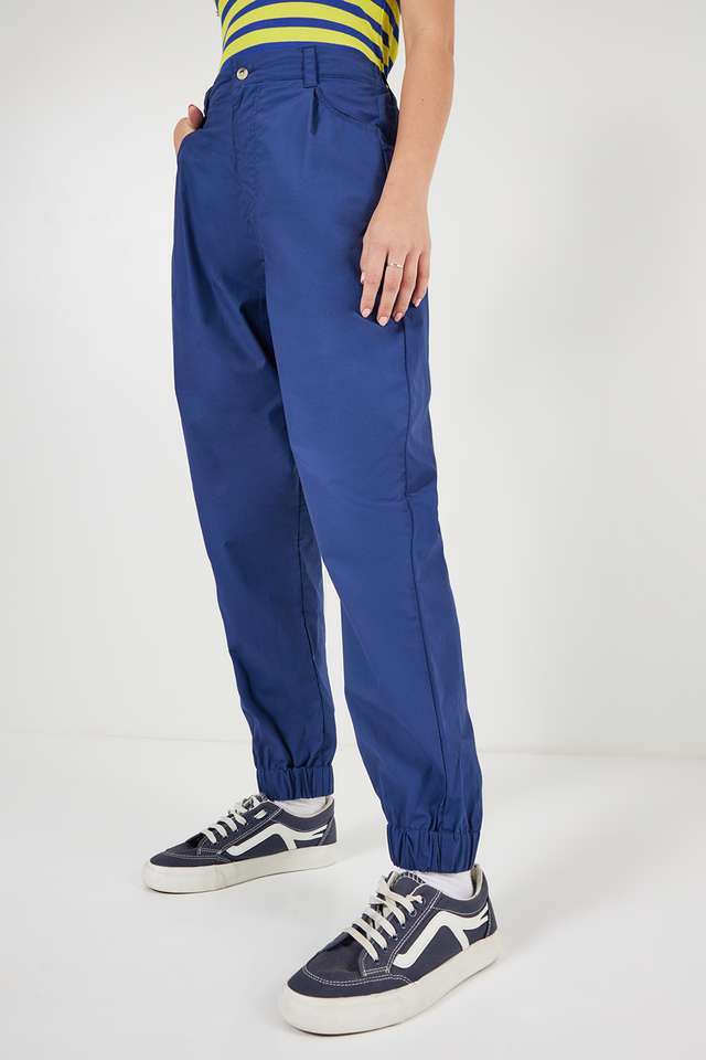 Solid-Relaxed-Fit-Cotton-Women-s-Casual-Wear-Pants