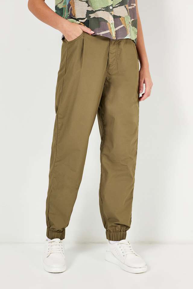 Solid-Relaxed-Fit-Cotton-Women-s-Casual-Wear-Pants