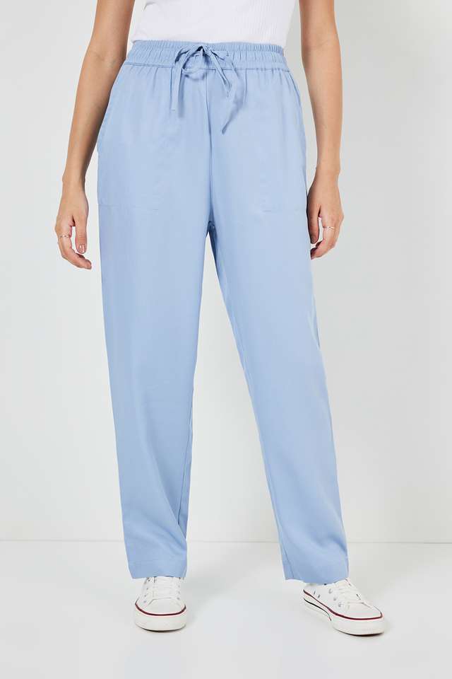 Solid-Relaxed-Fit-Cotton-Women-s-Casual-Wear-Pants