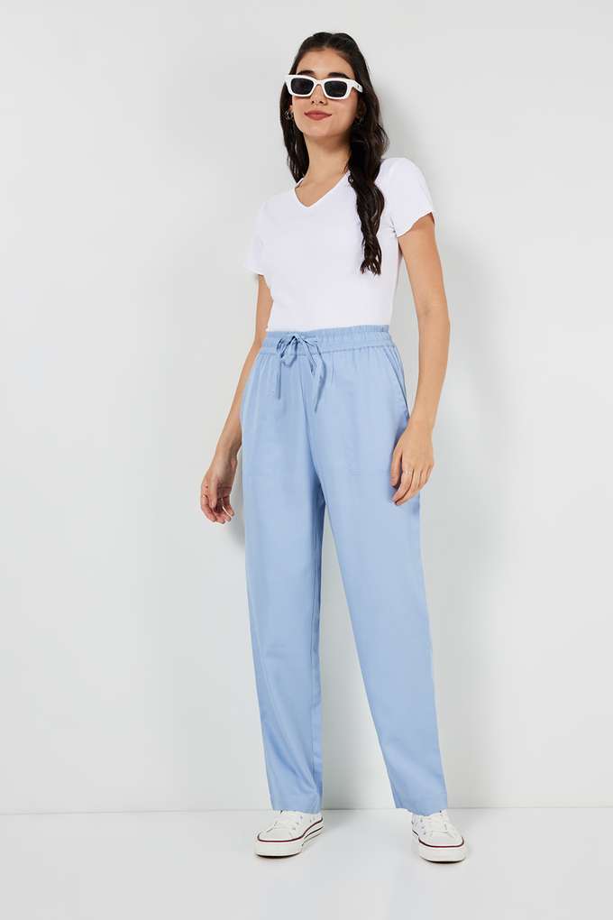Solid-Relaxed-Fit-Cotton-Women-s-Casual-Wear-Pants