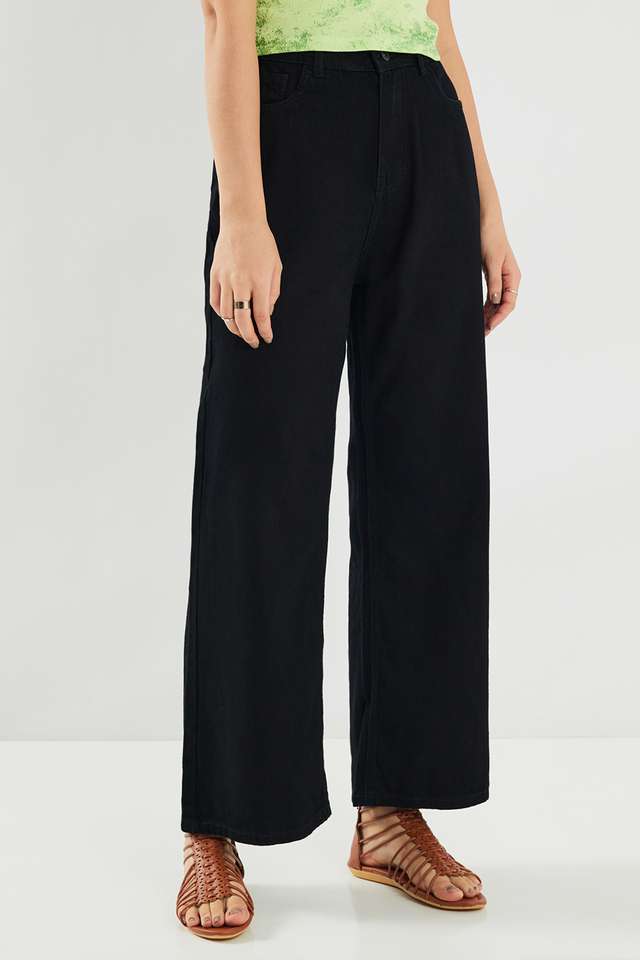 Solid-Relaxed-Fit-Cotton-Women-s-Casual-Wear-Pants