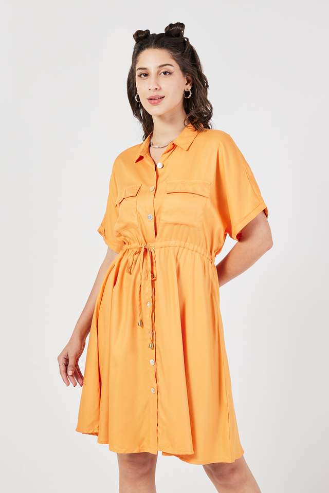 Solid-Collared-Viscose-Women-s-Dress
