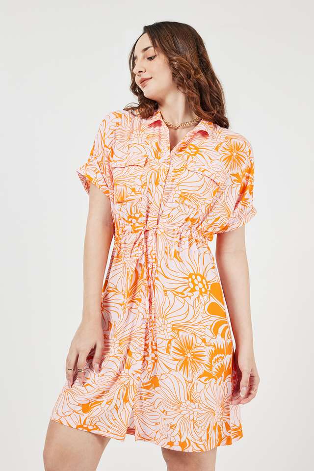Printed-Collared-Crepe-Women-s-Dress
