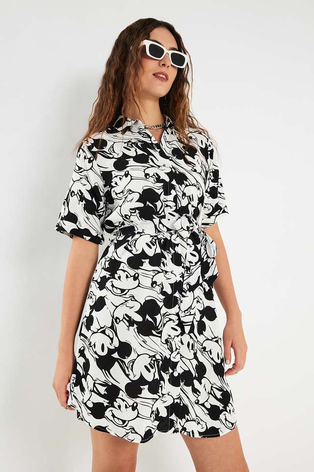 Printed-Collared-Crepe-Women-s-Dress