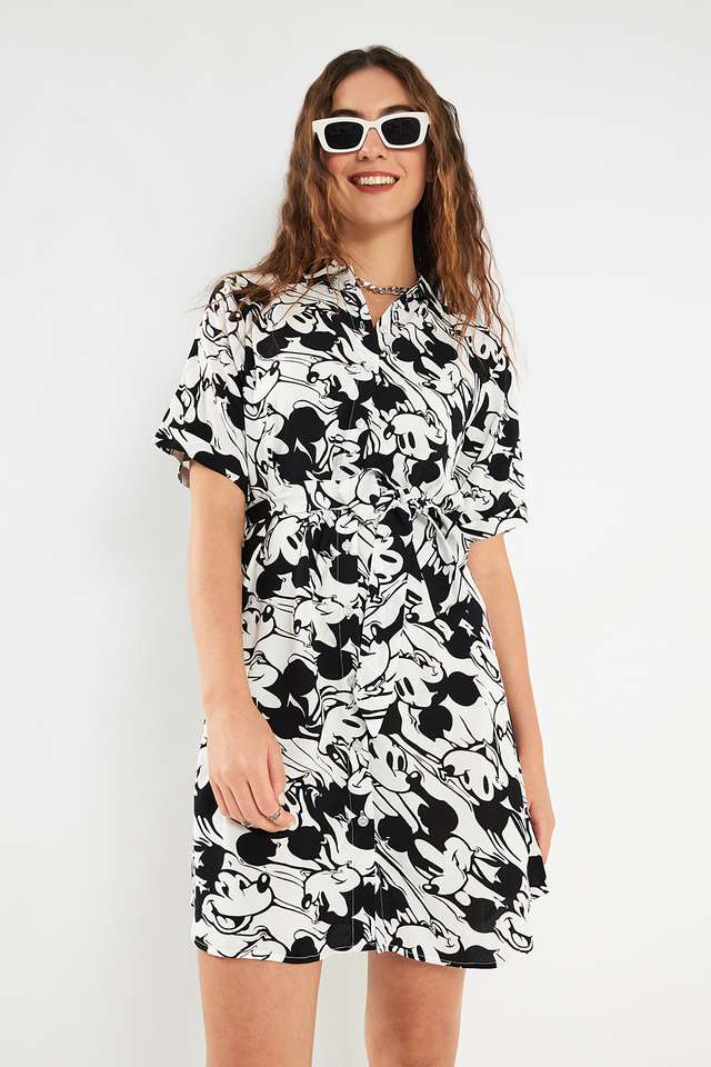Printed-Collared-Crepe-Women-s-Dress