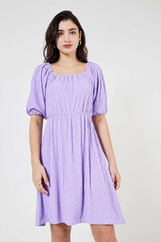 Solid-Square-Neck-Polyester-Women-s-Dress