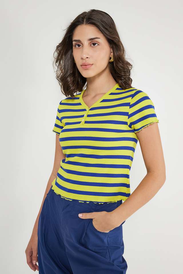 Stripes-Cotton-V-Neck-Women-s-T-Shirt