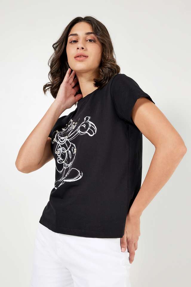 Character-Print-Cotton-Round-Neck-Women-s-T-Shirt