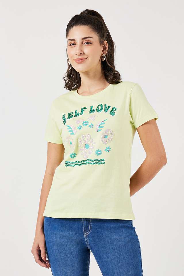Embellished-Cotton-Round-Neck-Women-s-T-Shirt
