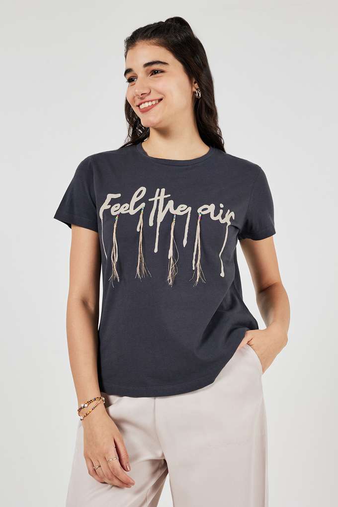 Solid-Cotton-Round-Neck-Women-s-T-Shirt