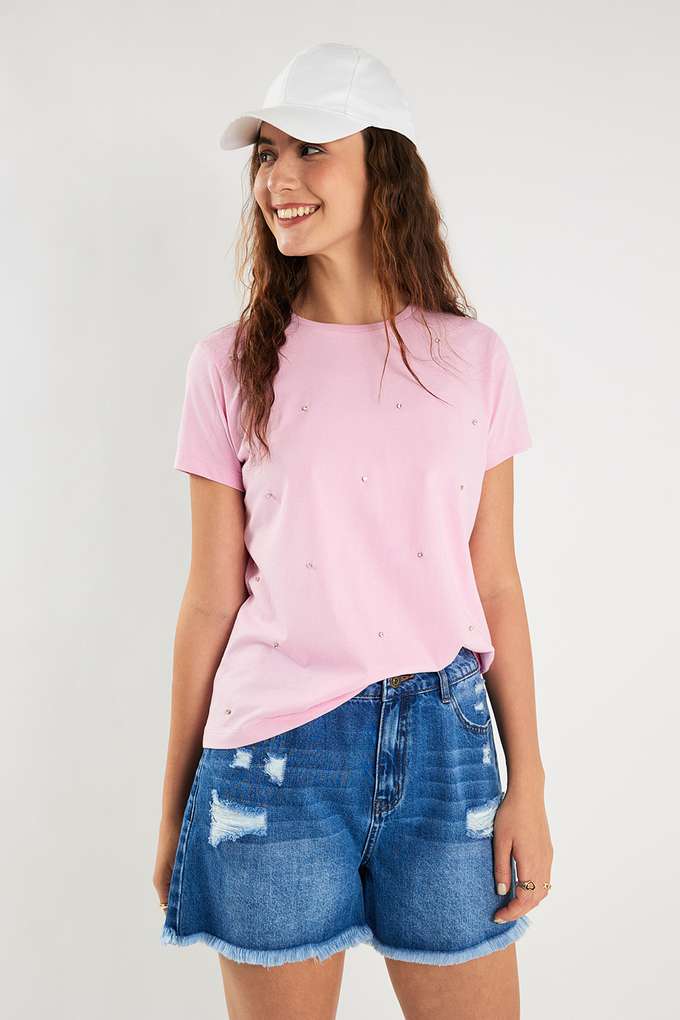 Embellished-Cotton-Round-Neck-Women-s-T-Shirt