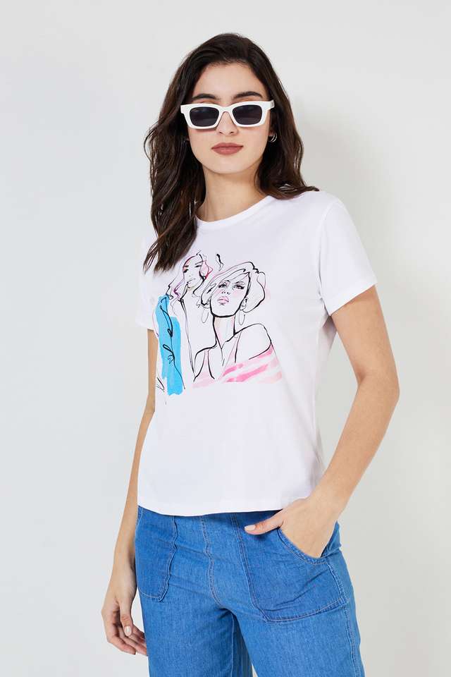 Solid-Cotton-Round-Neck-Women-s-T-Shirt