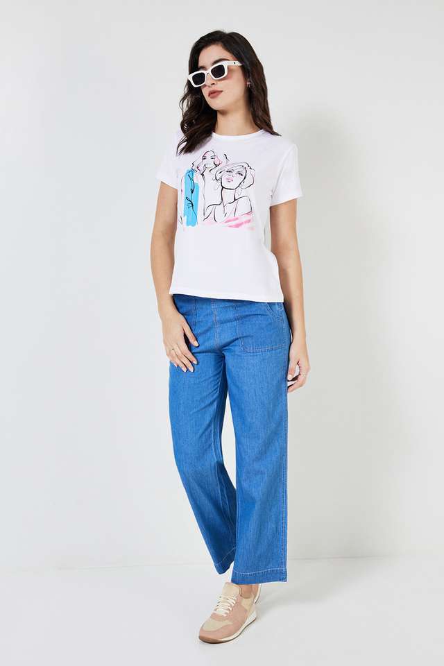 Solid-Cotton-Round-Neck-Women-s-T-Shirt