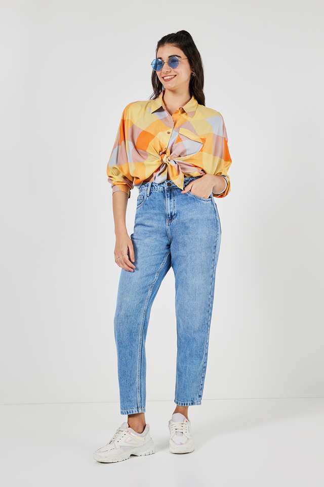 Checks-Collared-Viscose-Women-s-Casual-Wear-Shirt