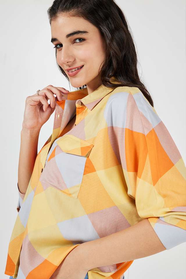 Checks-Collared-Viscose-Women-s-Casual-Wear-Shirt