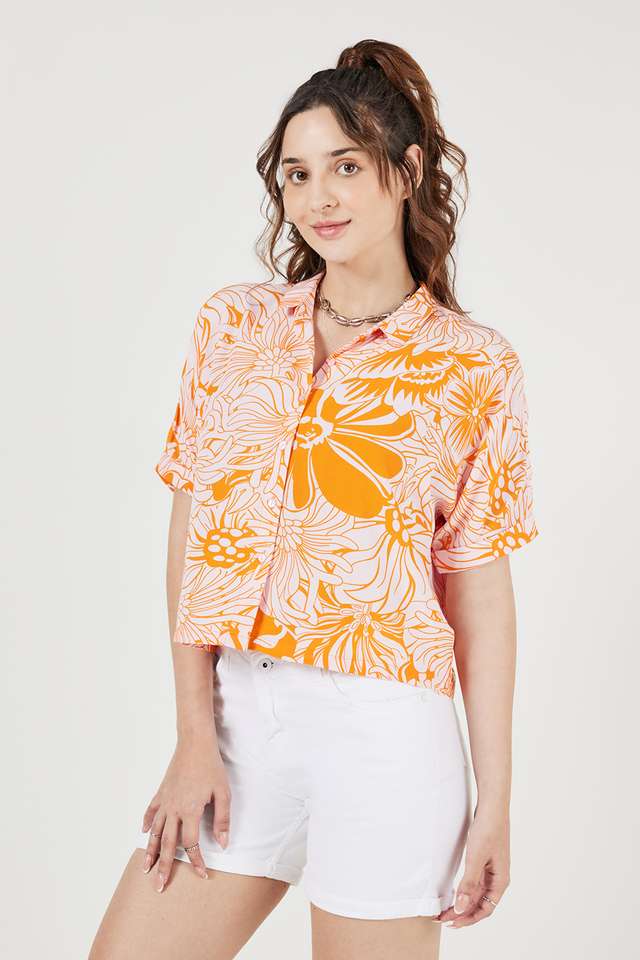 Printed-Crepe-Collared-Women-s-Top