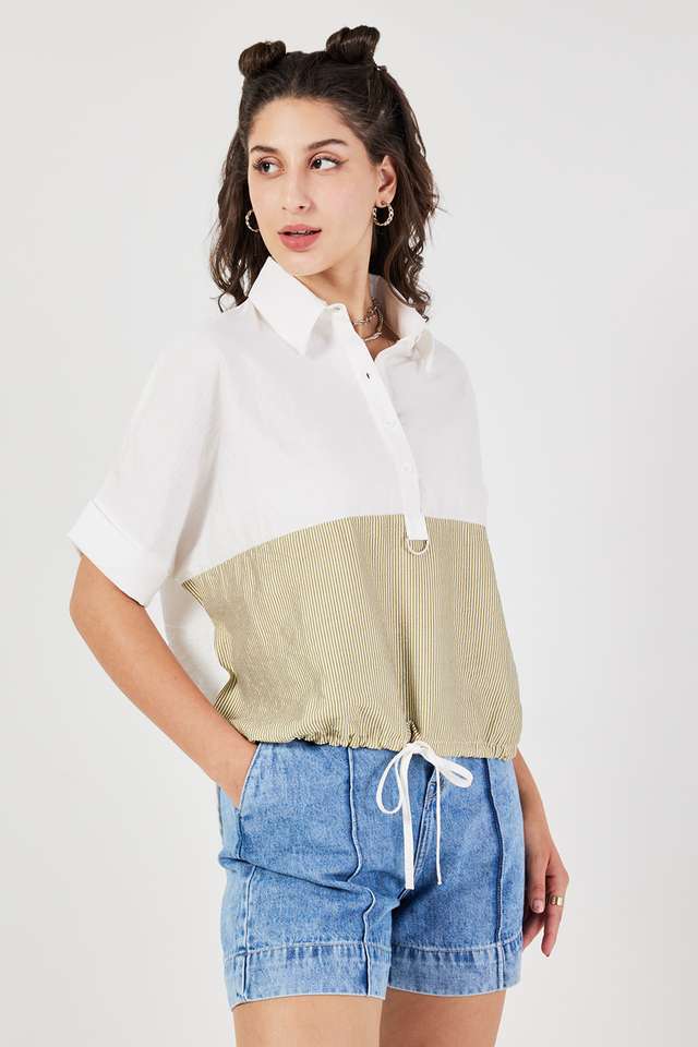 Solid-Viscose-Collared-Women-s-Top