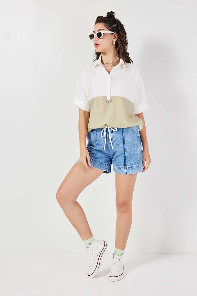 Solid-Viscose-Collared-Women-s-Top