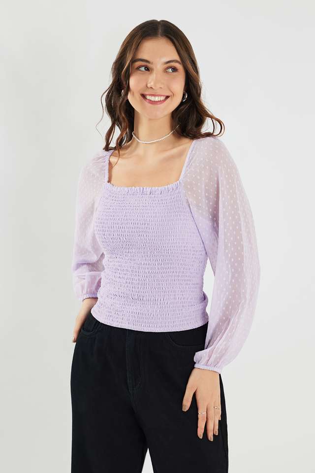 Solid-Polyester-Square-Neck-Women-s-Top