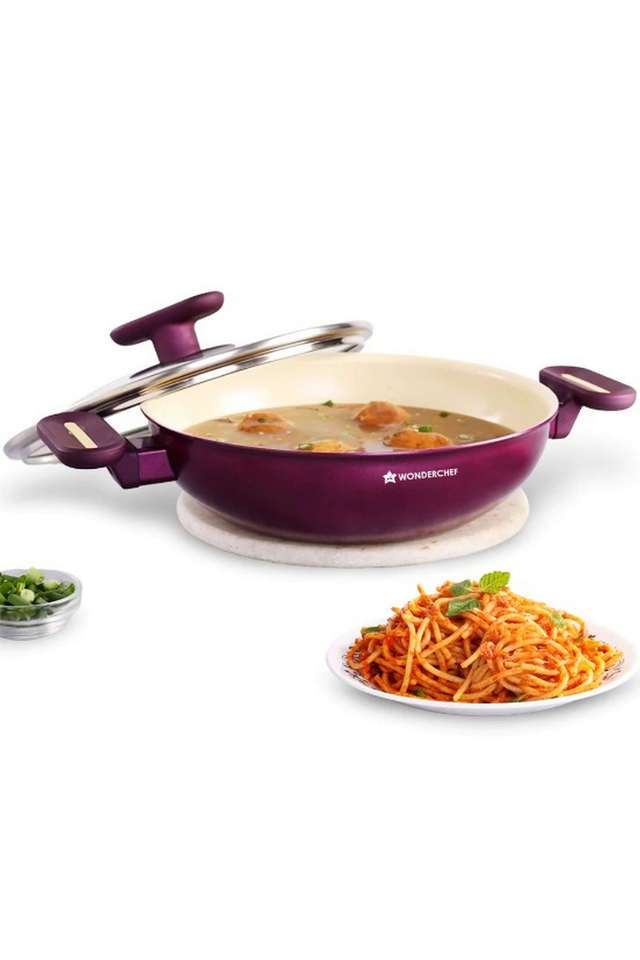 Bellagio-Kadhai-24-cm-with-Lid-Purple