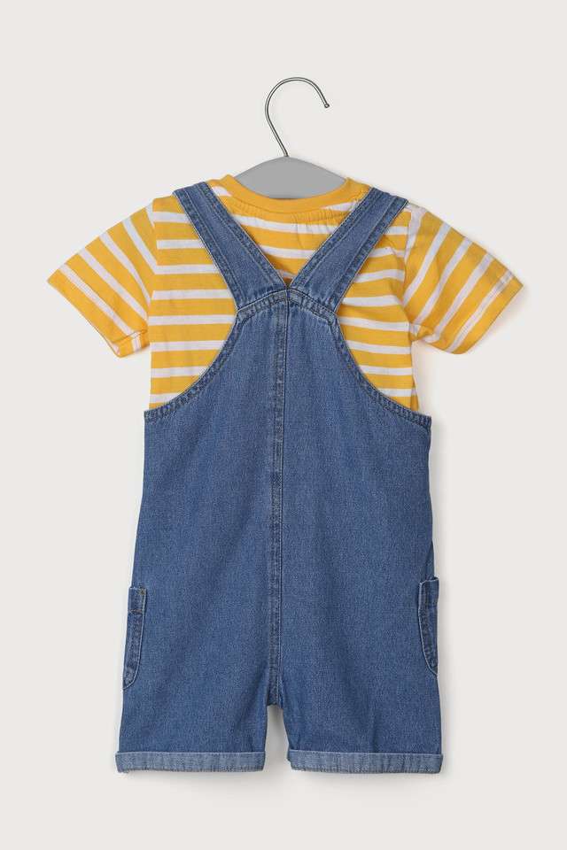 Embroidered-Cotton-Knee-Length-Infants-Dungaree-Set