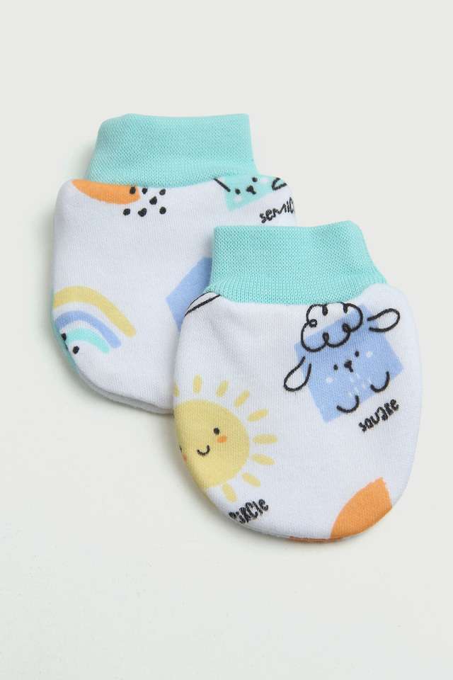 Printed-Cotton-Regular-Fit-Infant-Boys-Mitten-&-Booties-Set