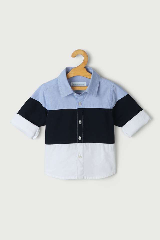 Color-Block-Cotton-Collared-Infant-Boys-Shirt