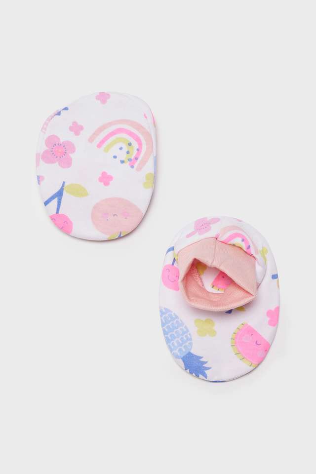 Printed-Cotton-Regular-Fit-Infant-Girls-Mitten-&-Booties-Set