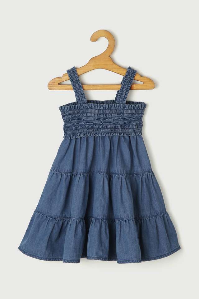 Solid-Denim-Regular-Fit-Infant-Girls-Dress
