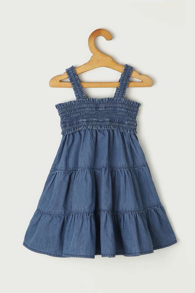 Solid-Denim-Regular-Fit-Infant-Girls-Dress