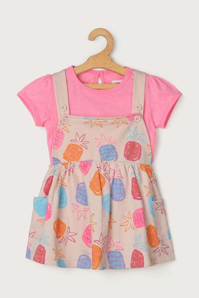 Printed-Cotton-Regular-Fit-Infant-Girls-Dungarees-Set