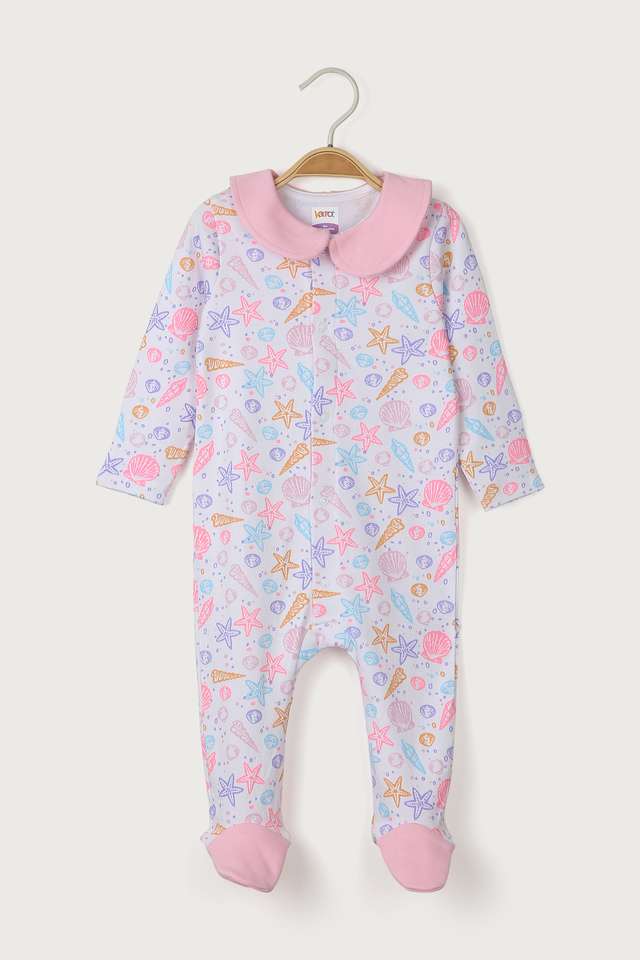 Printed-Cotton-Collared-Knitted-Sleepsuit