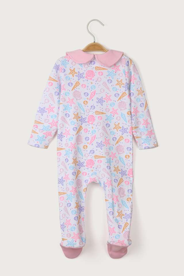Printed-Cotton-Collared-Knitted-Sleepsuit