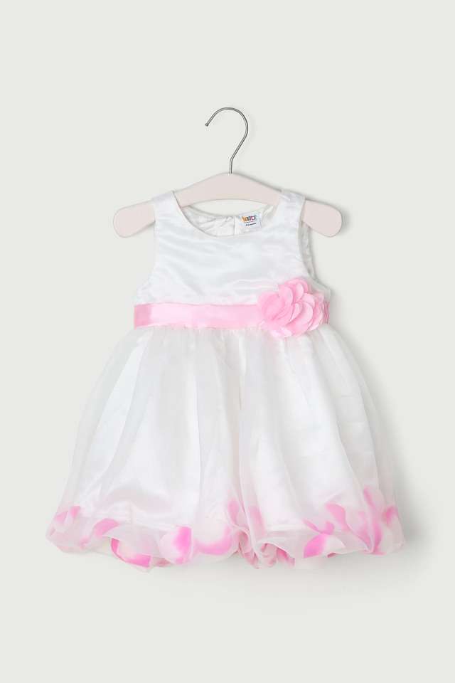 Solid-Polyester-Round-Neck-Infants-Party-Wear-Dress