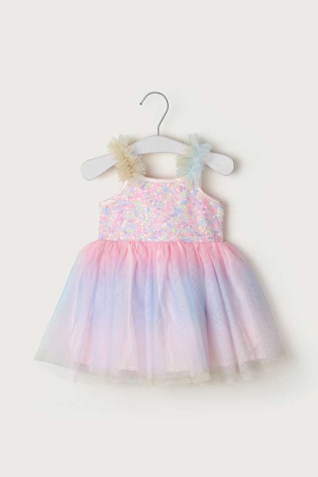 Sequinned-Polyester-Square-Neck-Infants-Party-Wear-Dress