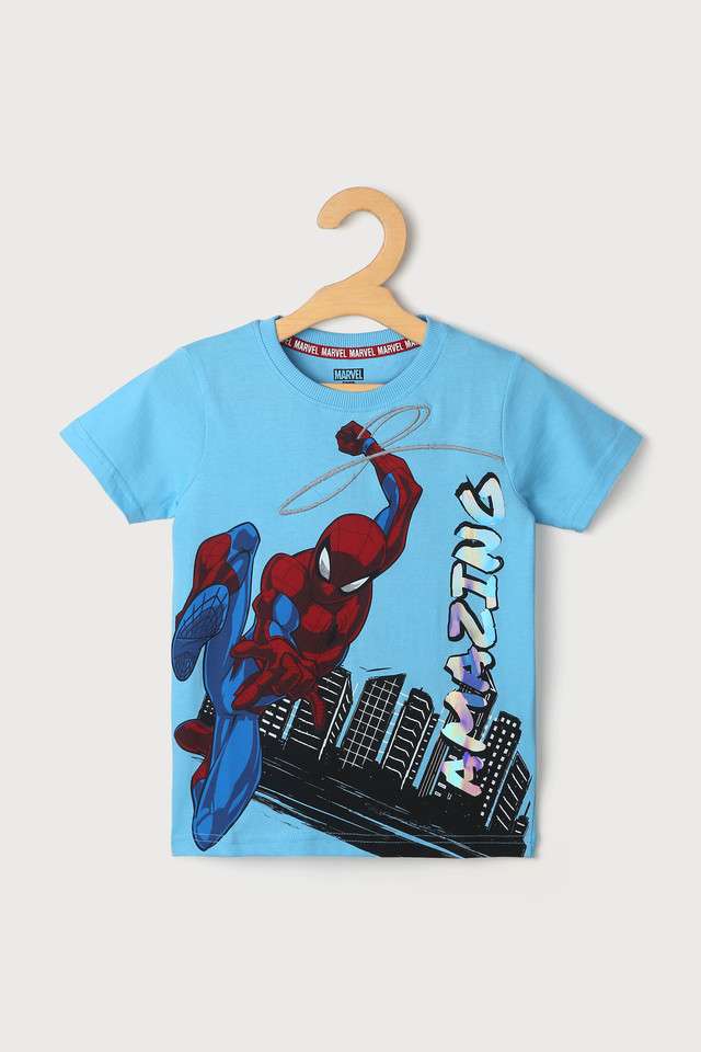 Solid-Blended-Fabric-Round-Neck-Boys-T-Shirt