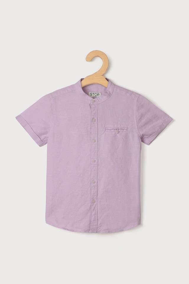 Solid-Blended-Fabric-Collared-Boys-Shirt