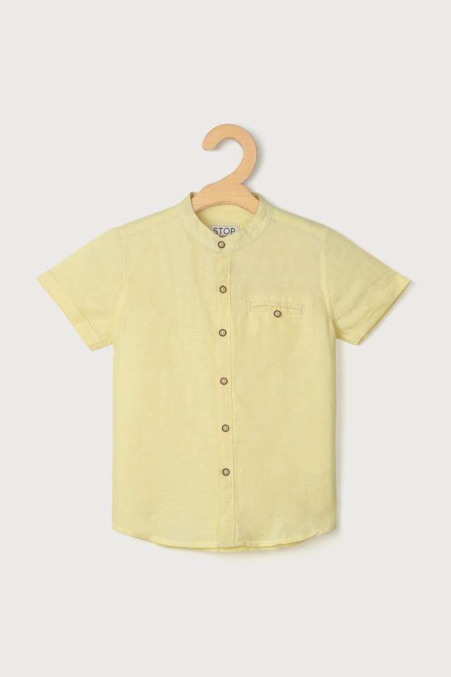 Solid-Blended-Fabric-Collared-Boys-Shirt